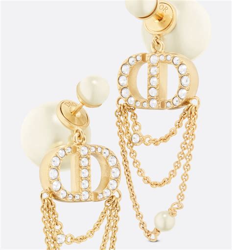 Boucles d'oreilles tribal Dior Beige en Acier .